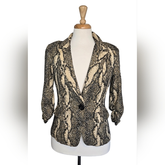 Frank Lyman Montréal Snakeskin Print Stretch Blazer Jacket Size 8 Made in Canada - Picture 1 of 7